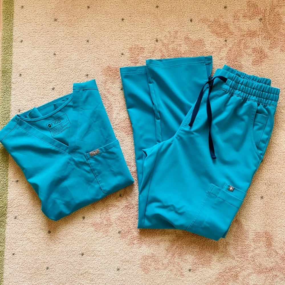 Figs Scrub Set in Teal Green Blue Small Caterina Medium Dowa Pants - Picture 1 of 3